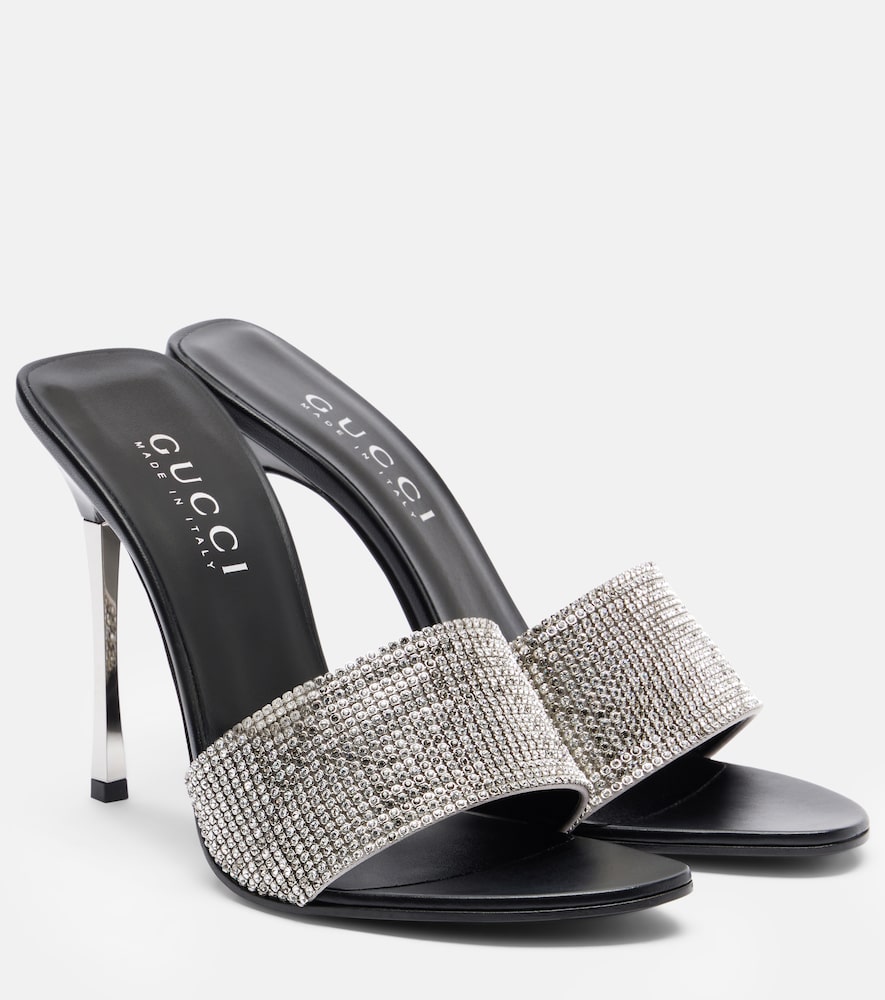 Gucci Bombshell 120 embellished satin mules