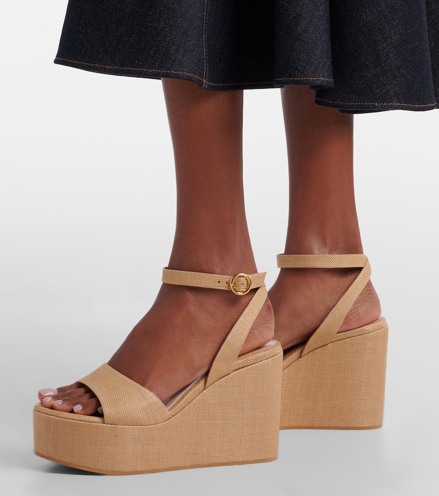 Virginie Raffia Platform Wedge Sandals