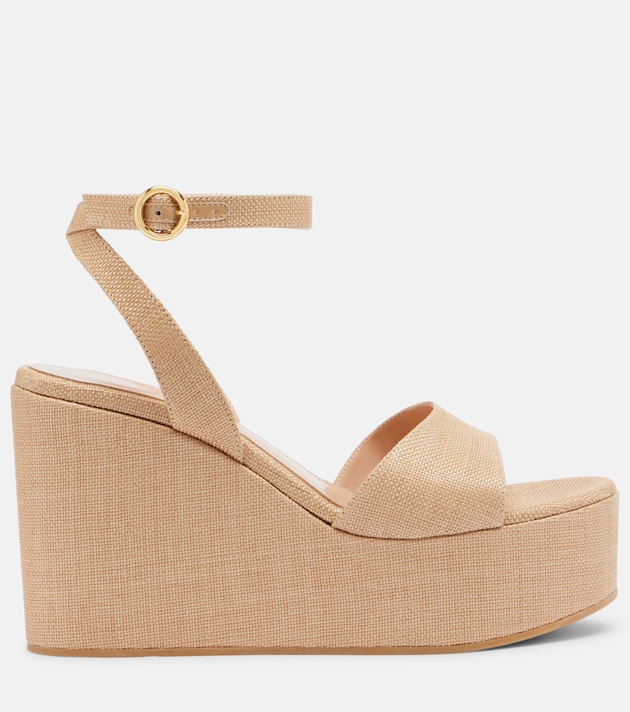 Virginie Raffia Platform Wedge Sandals