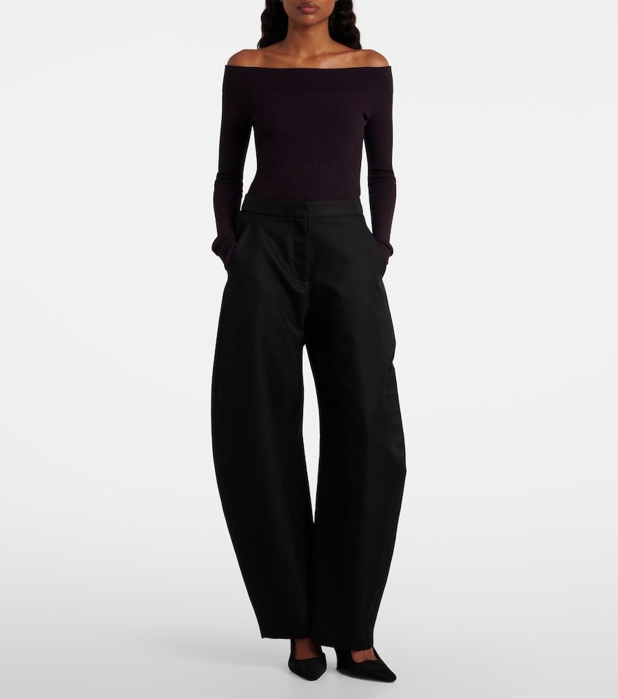  Alaia Alaia Wool And Silk Barrel-leg Pants 