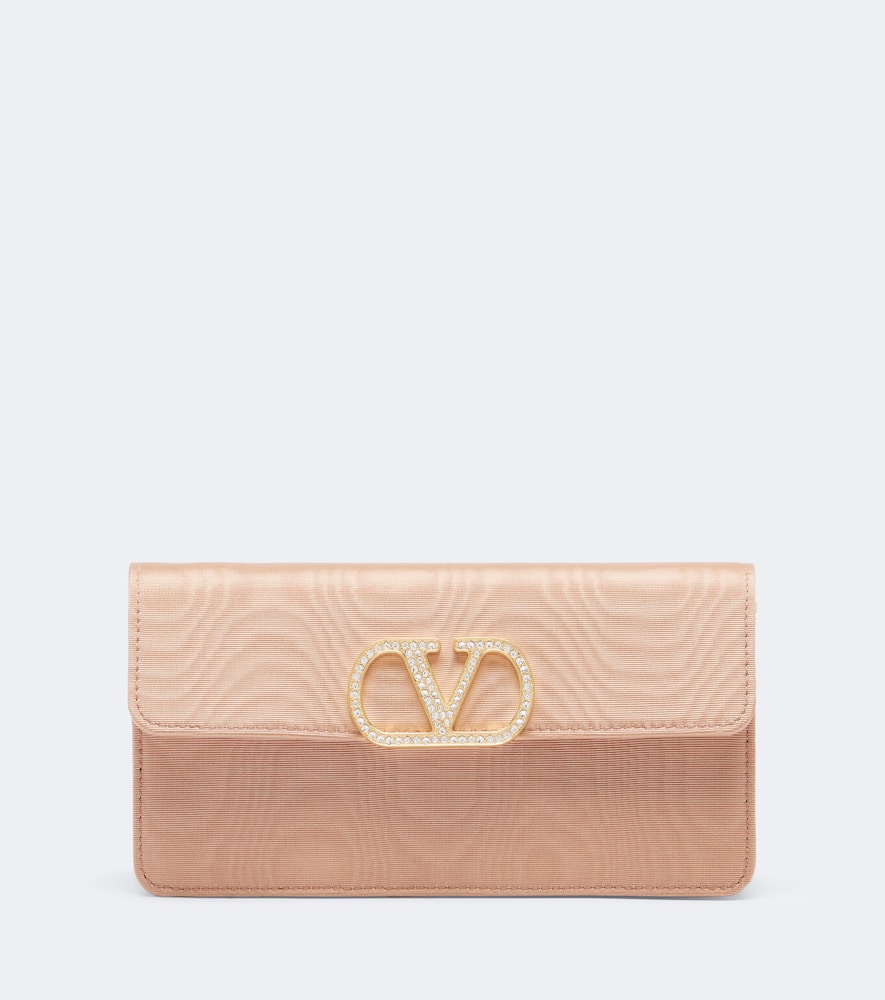 Valentino Pink/Gold Vlogo Signature Grosgrain Wallet On Chain - Image 3
