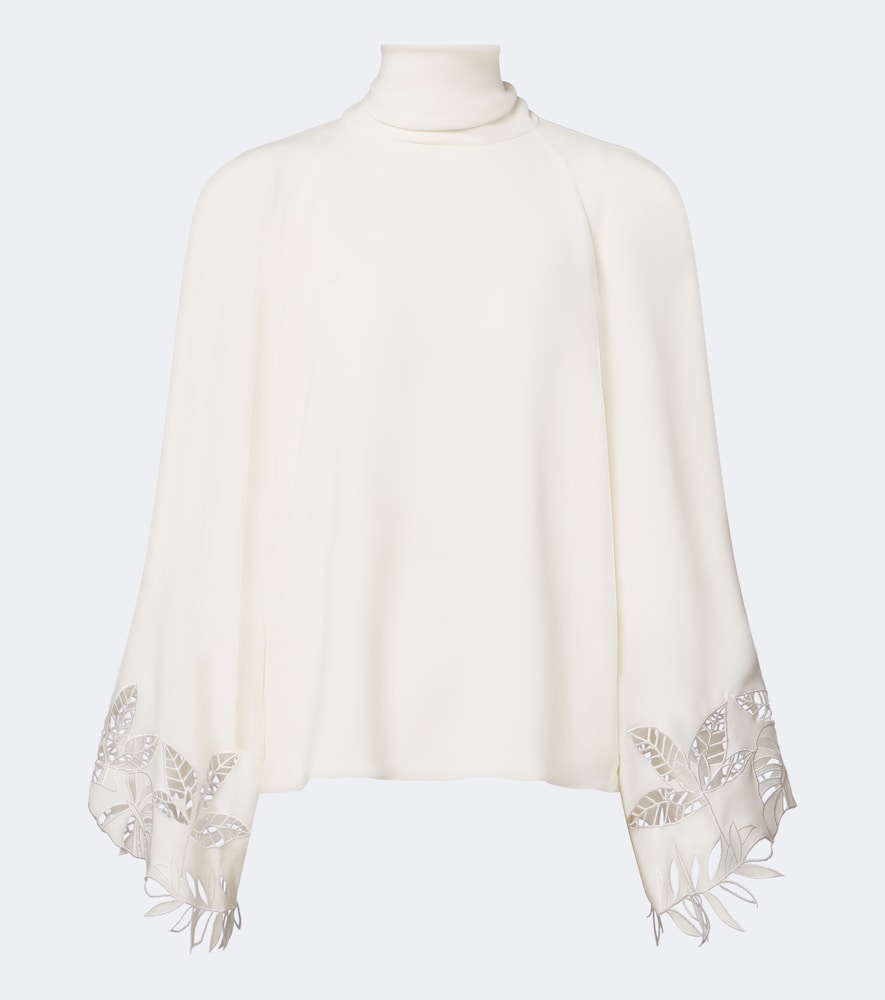 Oscar de la Renta Oscar de la Renta Embroidered silk-blend georgette blouse