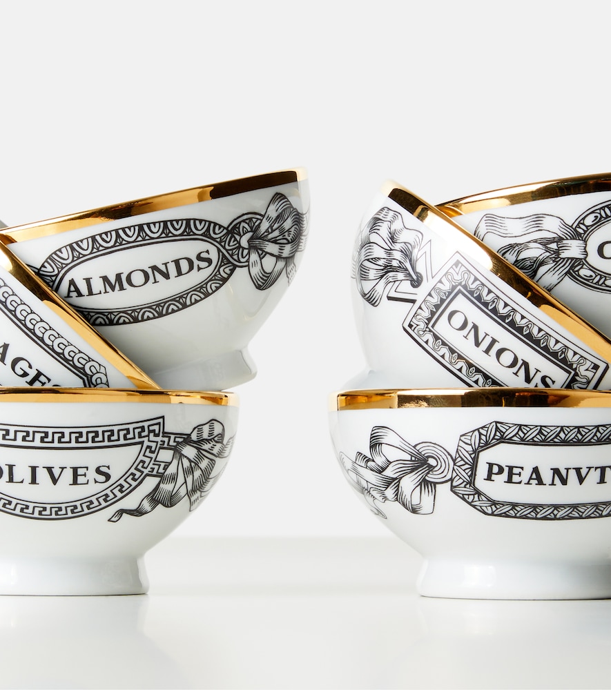  Fornasetti Fornasetti Set Of 6 Porcelain Bowls 
