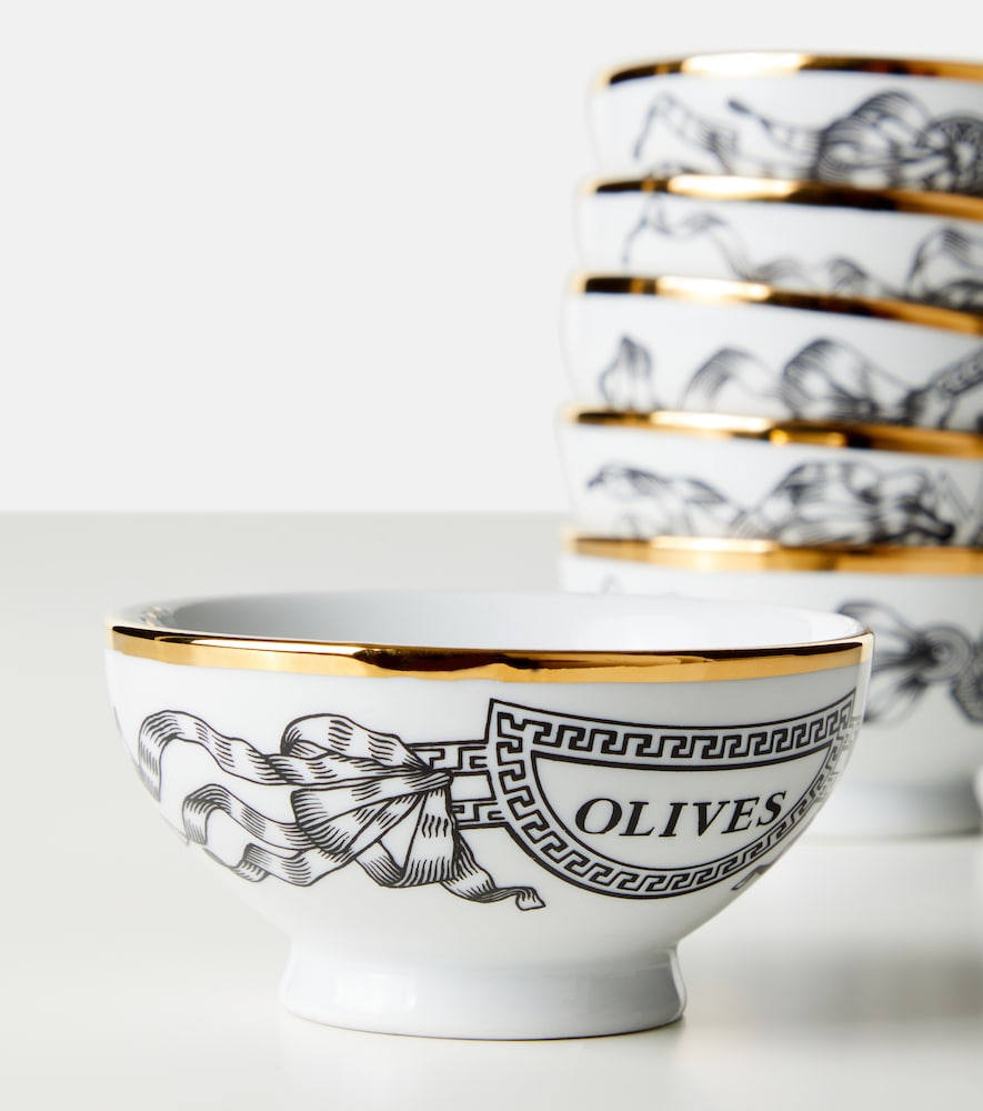  Fornasetti Fornasetti Set Of 6 Porcelain Bowls 