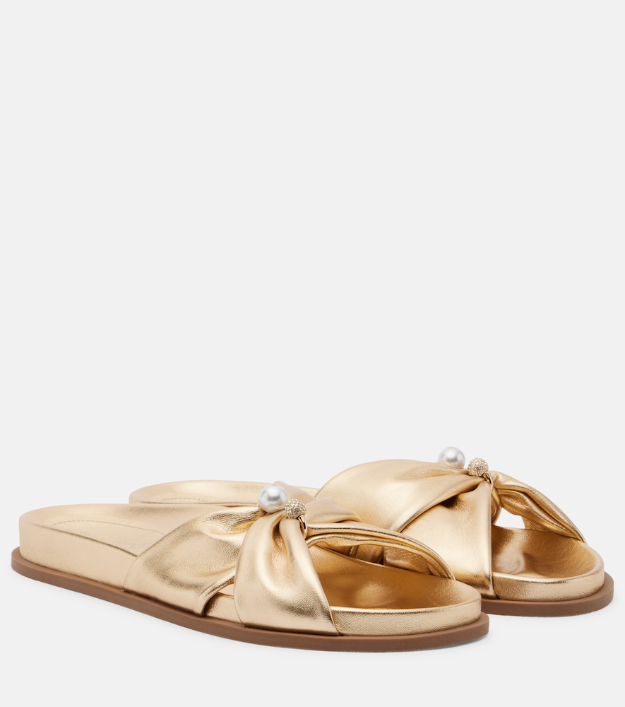 Verzierte Sandalen Rafi aus Metallic-Leder