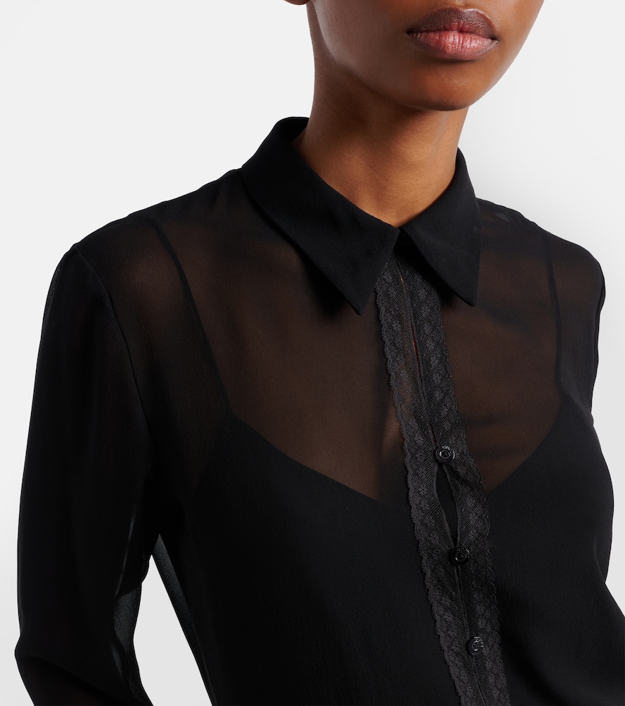 Lace-Trimmed Silk Georgette Shirt