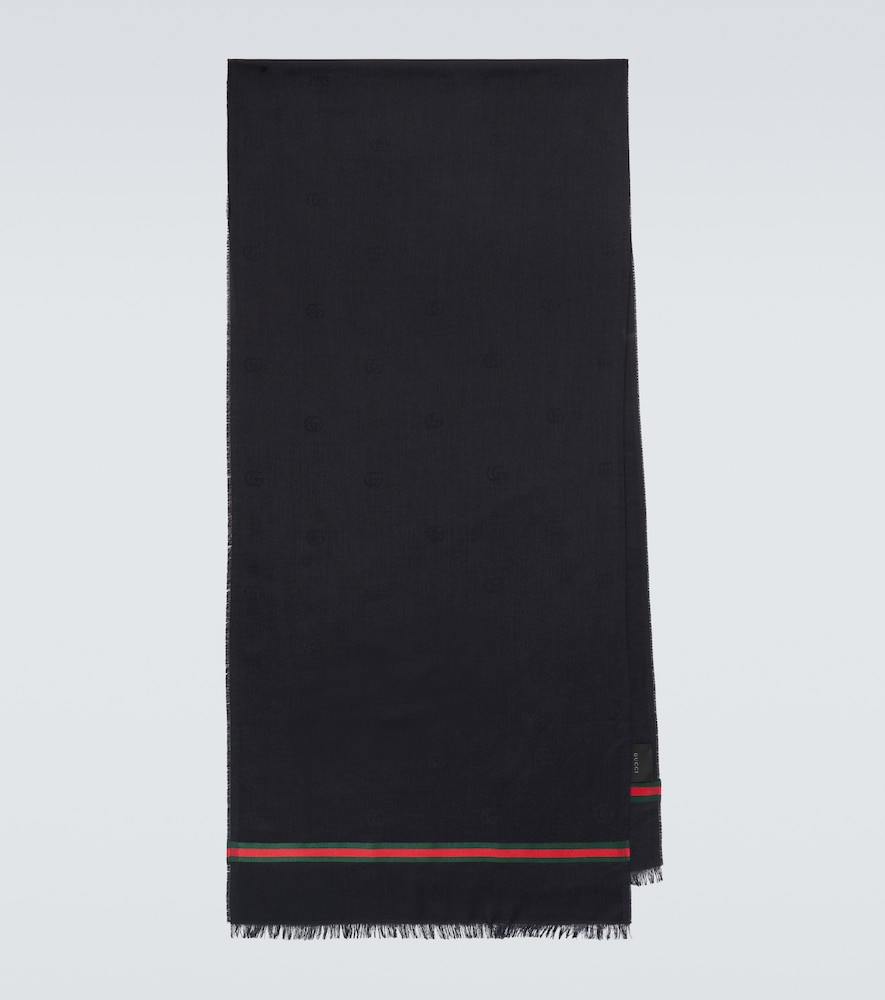 Gucci Men's Blue Web Stripe Wool And Silk Scarf - Mytheresa