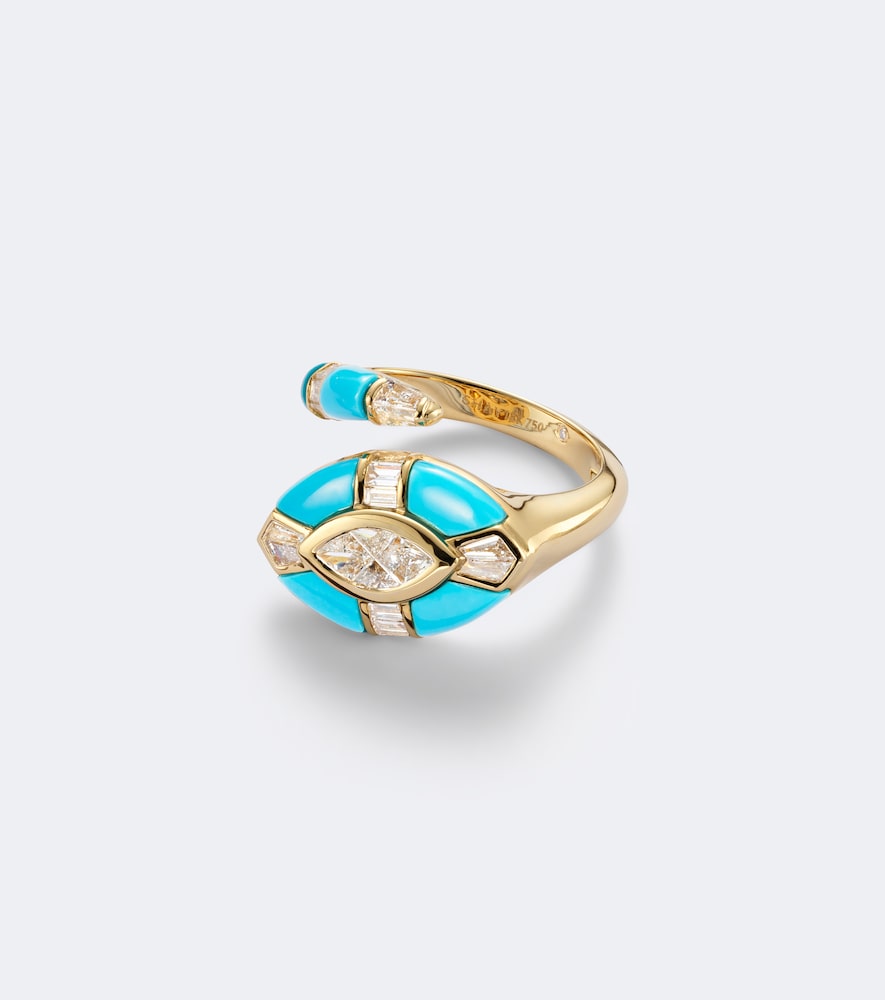 Shay Jewelry Bague Riviera en or 18 ct diamants et turquoise 10290 €