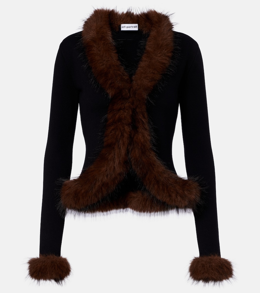 Self-Portrait Women's Black Knitted Cardigan UK Size 14 - Mytheresa