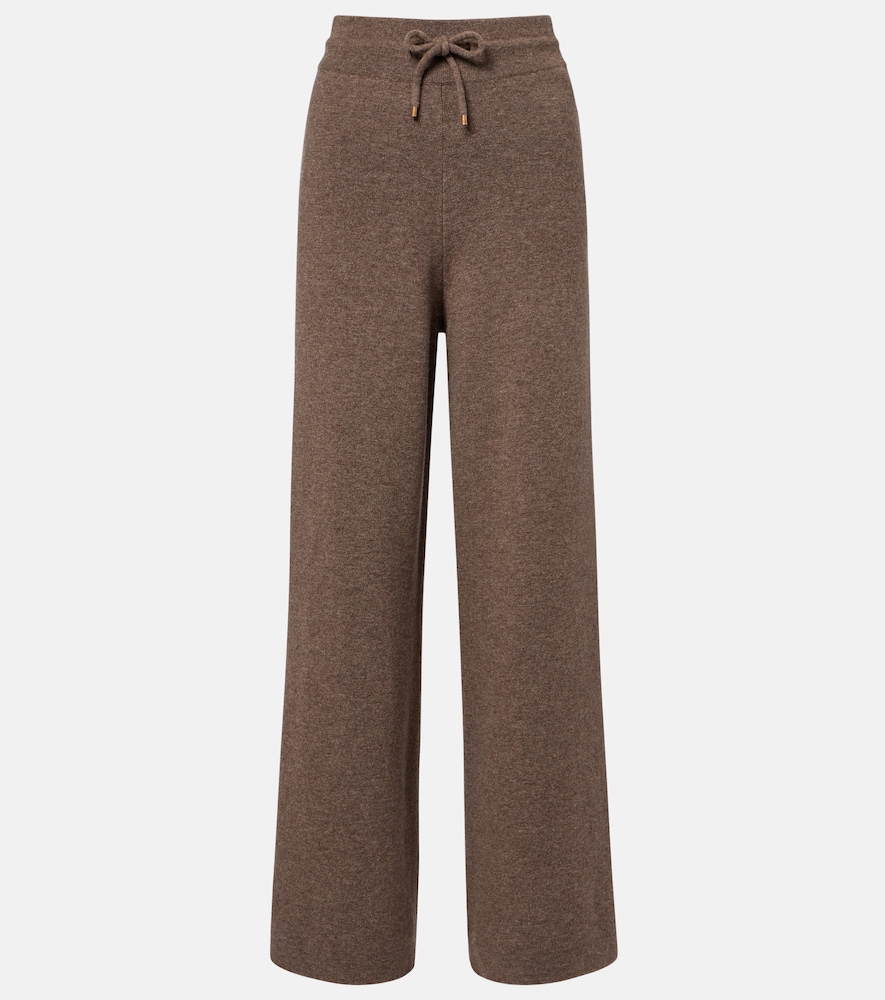 Agnona Cashmere, Wool, And Silk Wide-leg Pants In Brown