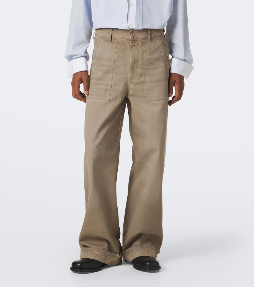 Cotton Twill Wide-Leg Pants