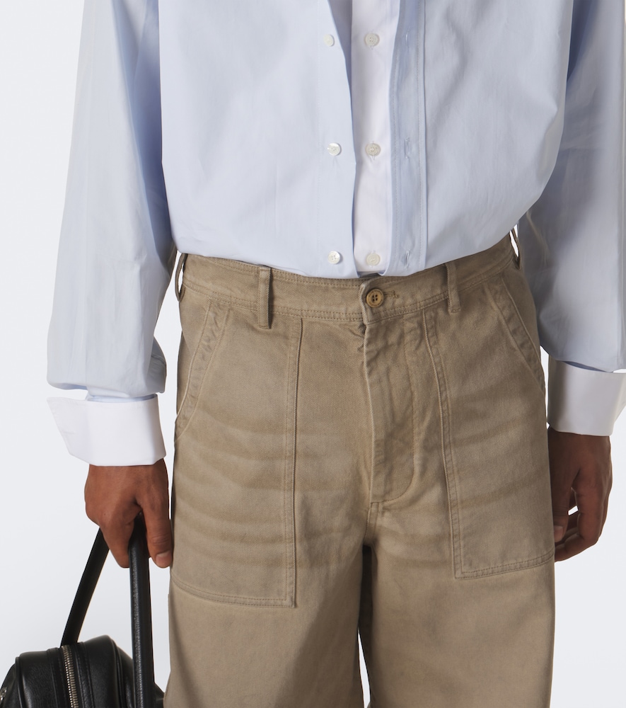 Cotton Twill Wide-Leg Pants