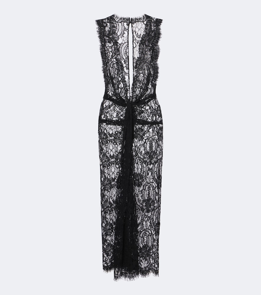 Dolce & Gabbana Gathered Cotton-blend Lace Midi Dress In Black