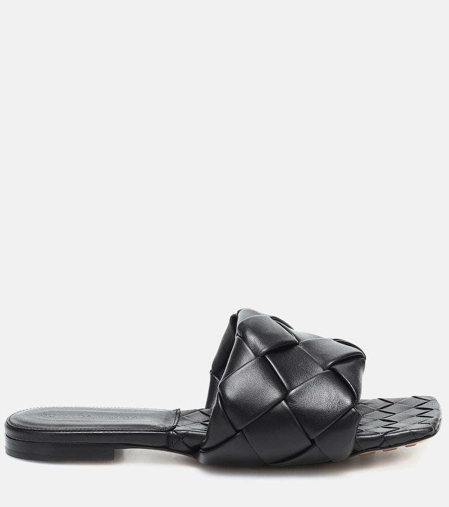 Shop Bottega Veneta Lido Leather Sandals In Black