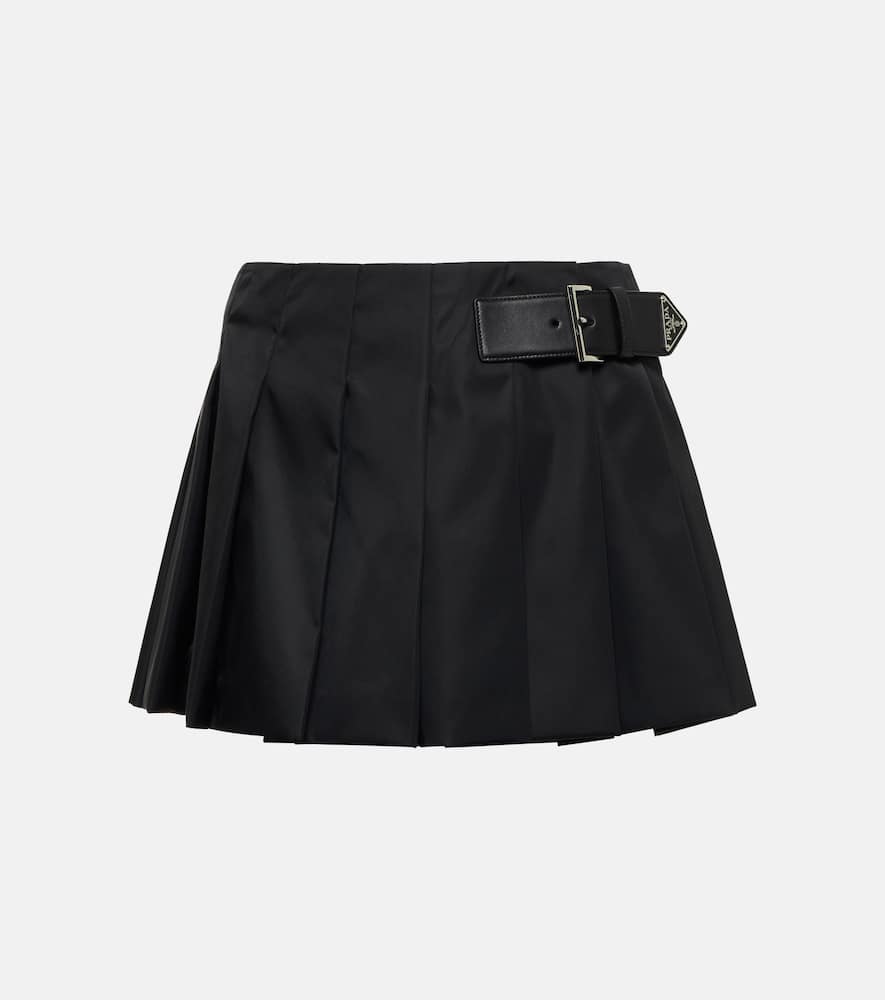 Prada Gabardine Pleated Miniskirt In Black
