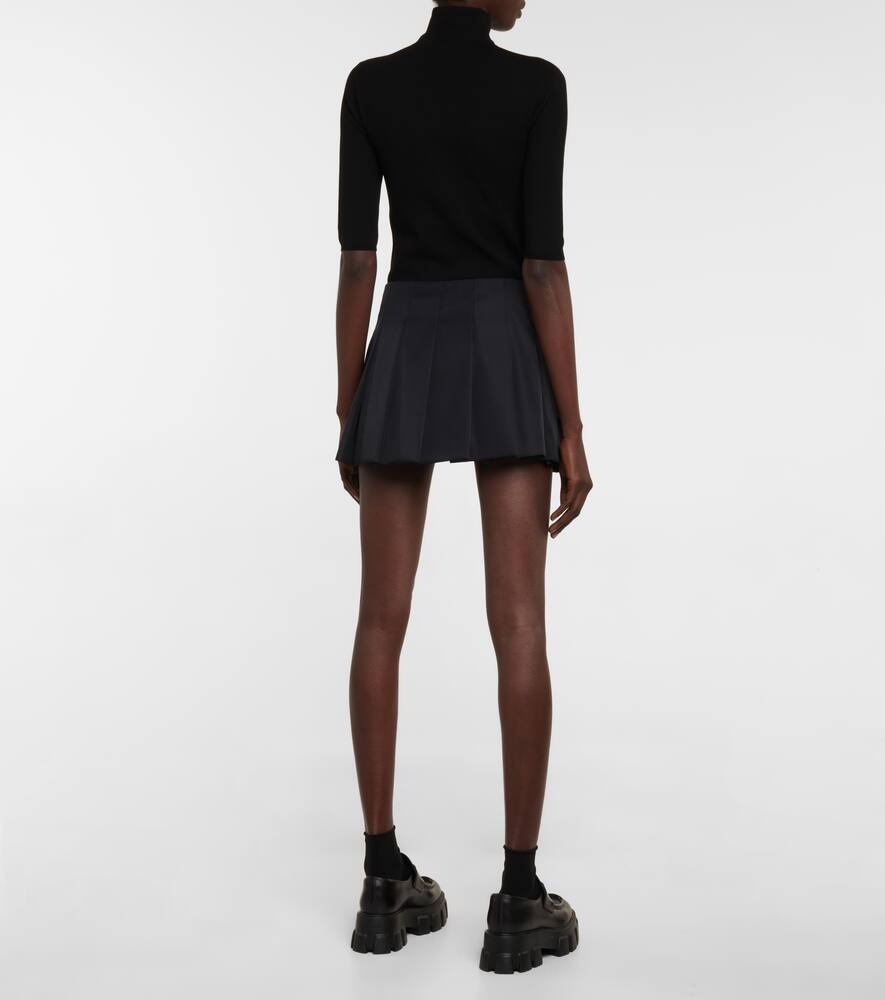 Prada Gabardine Pleated Miniskirt In Black