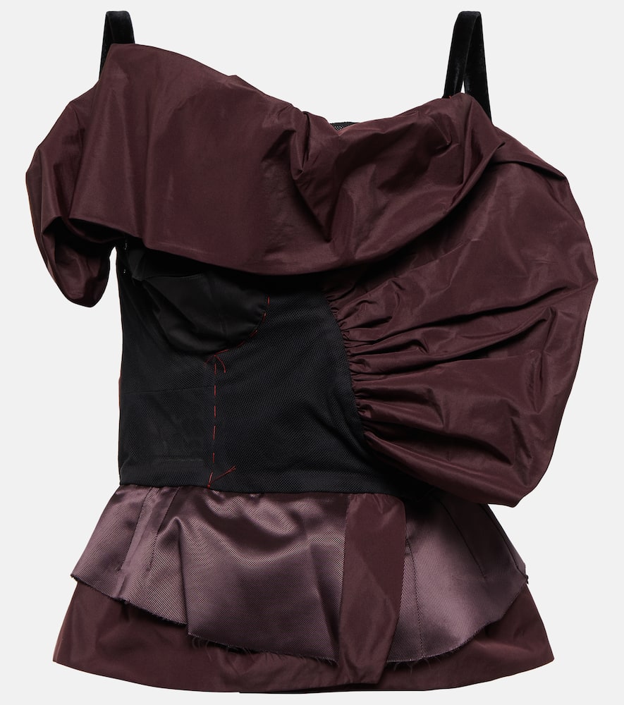 Maison Margiela Deconstructed satin and mesh top