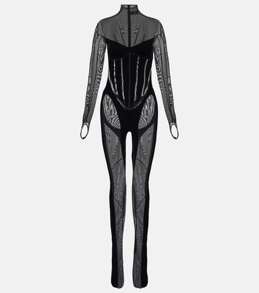 Wolford x Mugler Flock Shaping paneled catsuit