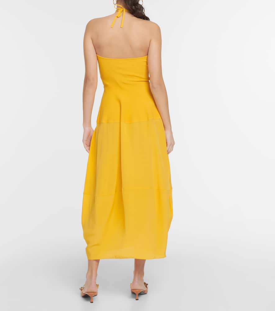 Shop Stella Mccartney Halterneck Midi Dress In Marigold