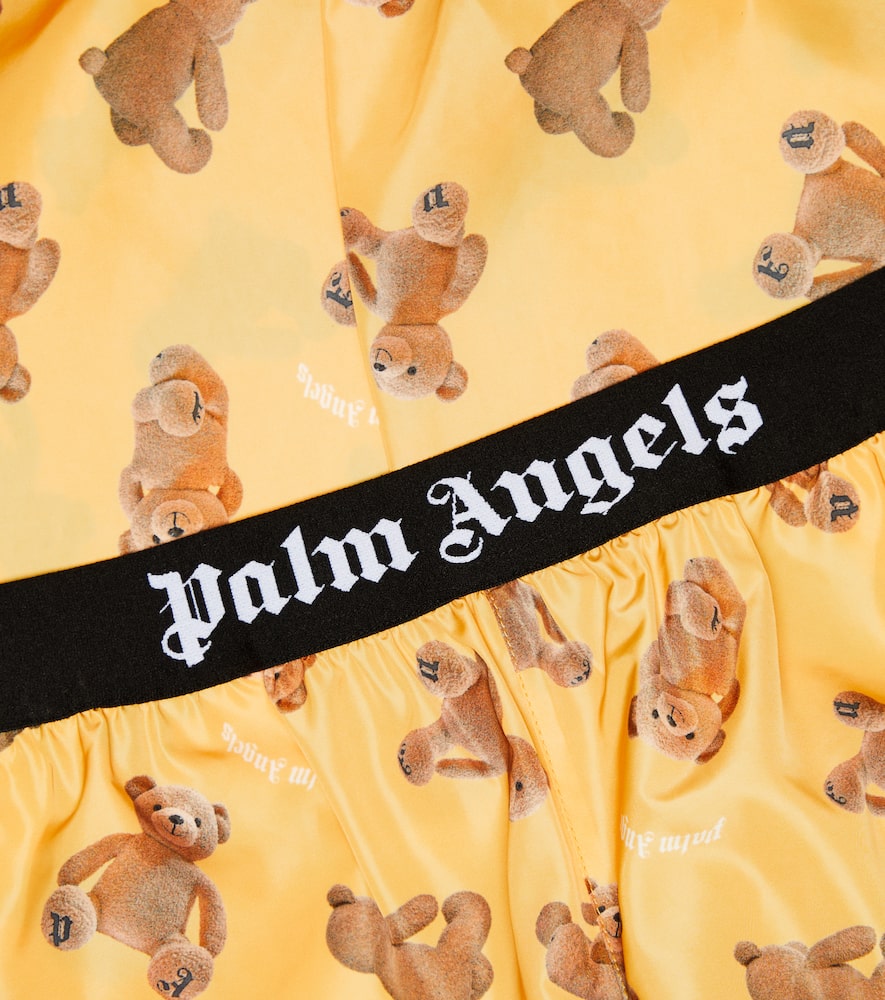 Palm Angels Printed Technical Sweatpants In Yellow Brown