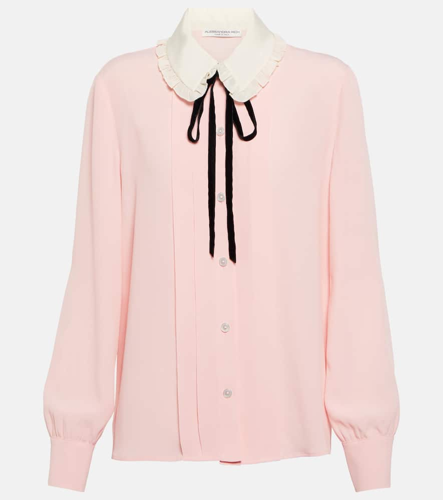 Alessandra Rich Silk-blend Blouse In Pink