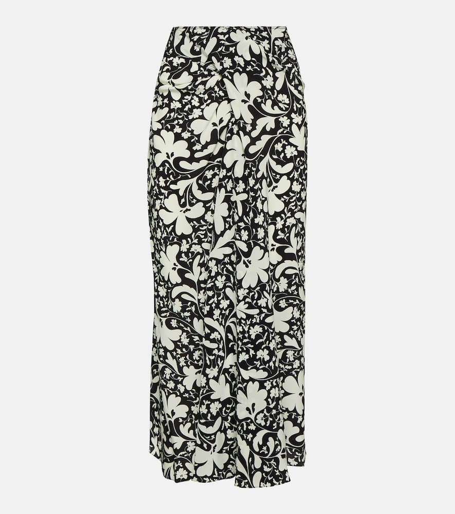 Printed silk midi skirt