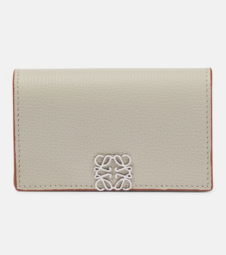 Loewe Anagram Leather Cardholder In Grey