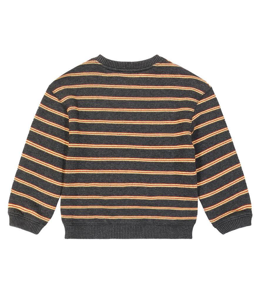 Bonpoint Tonino Striped Cotton Fleece Sweatshirt In Yellow