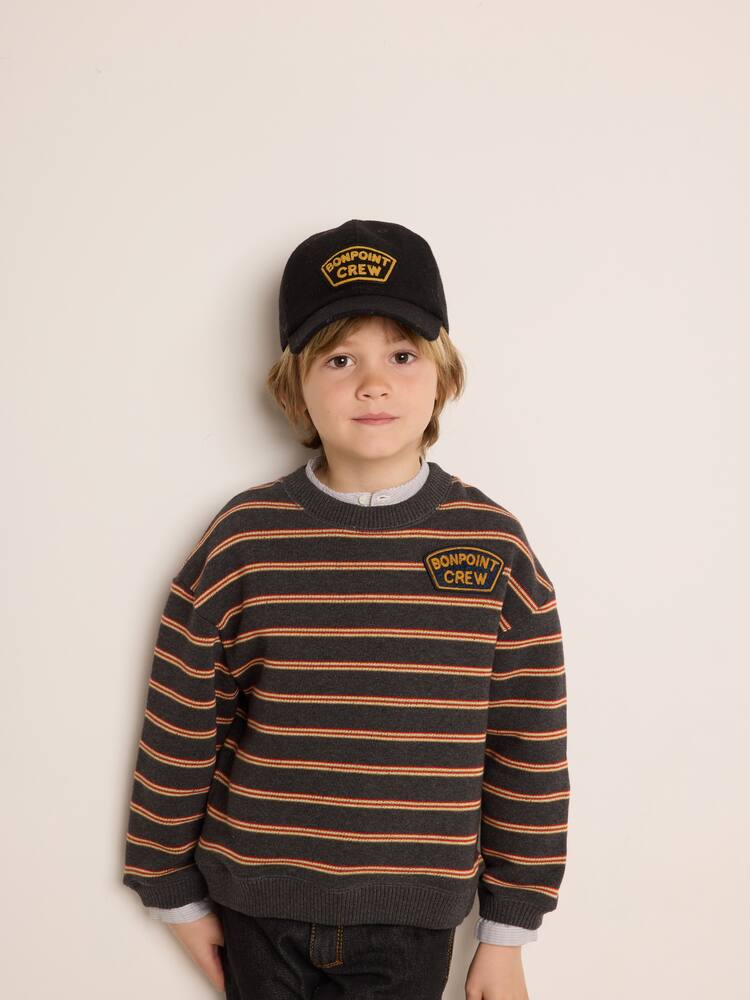 Bonpoint Tonino Striped Cotton Fleece Sweatshirt In Yellow
