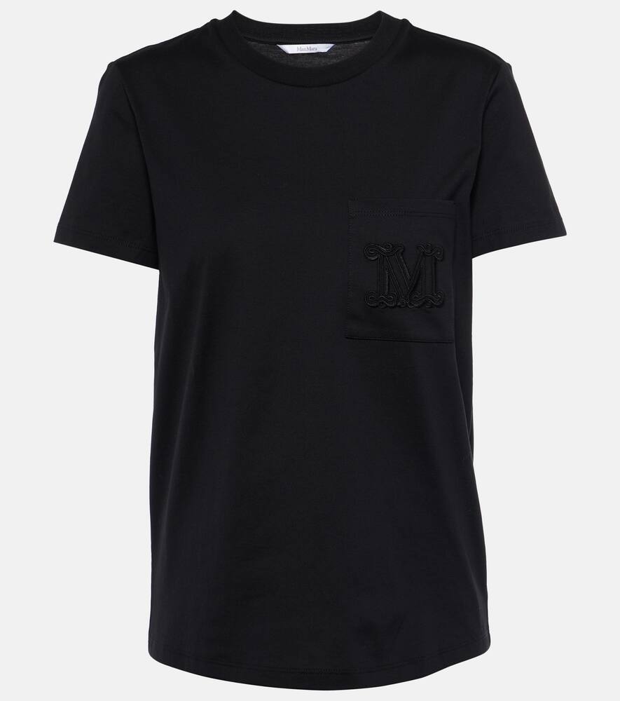 【関税&送料込】Max Mara Black Cotton Papaia T-Shirt Max Mara Papaia Cotton T-shirt W/ Logo Pocket In Black