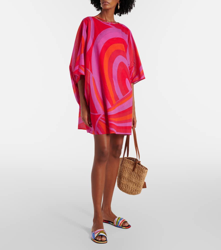 Pucci Iride Cotton Muslin Kaftan In Red