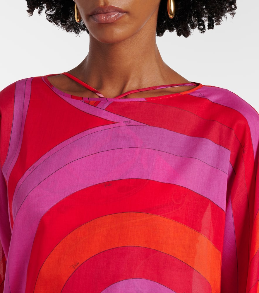 Pucci Iride Cotton Muslin Kaftan In Red