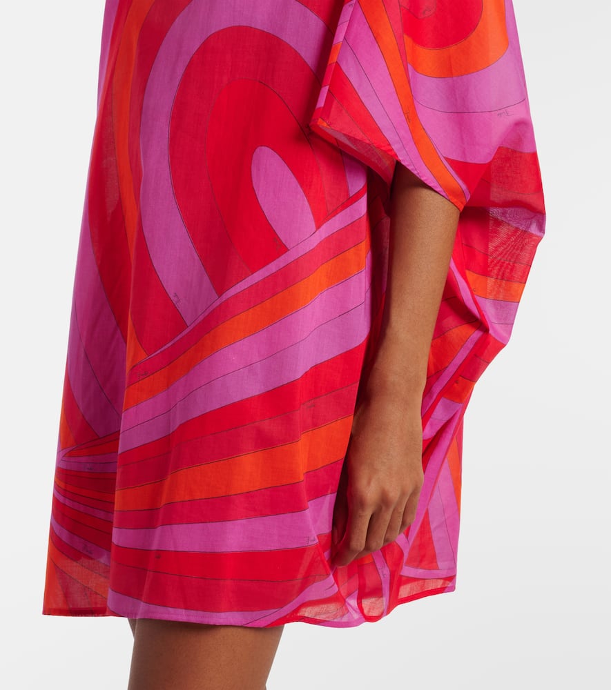 Pucci Iride Cotton Muslin Kaftan In Red