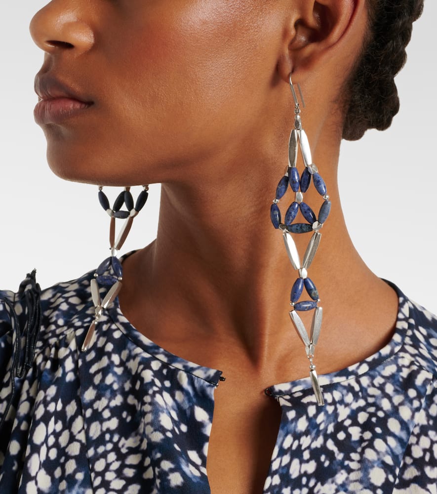 Isabel Marant Beaded Drop Earrings In Blue