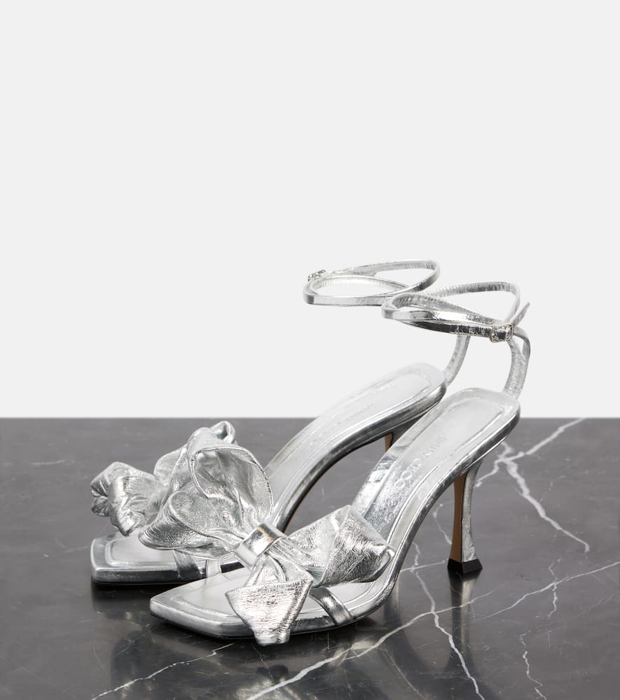 Jimmy Choo Staz 90 Metallic Leather Sandals In Silver