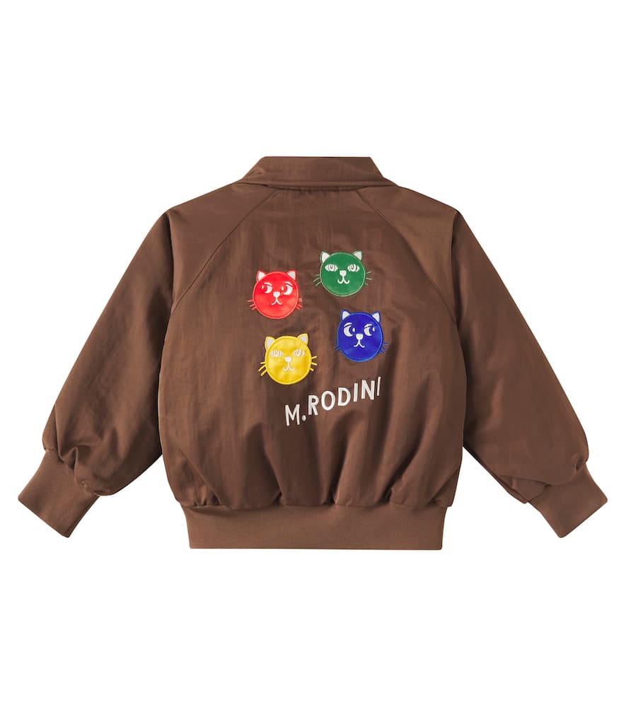 Mini Rodini Embroidered Bomber Jacket In Brown