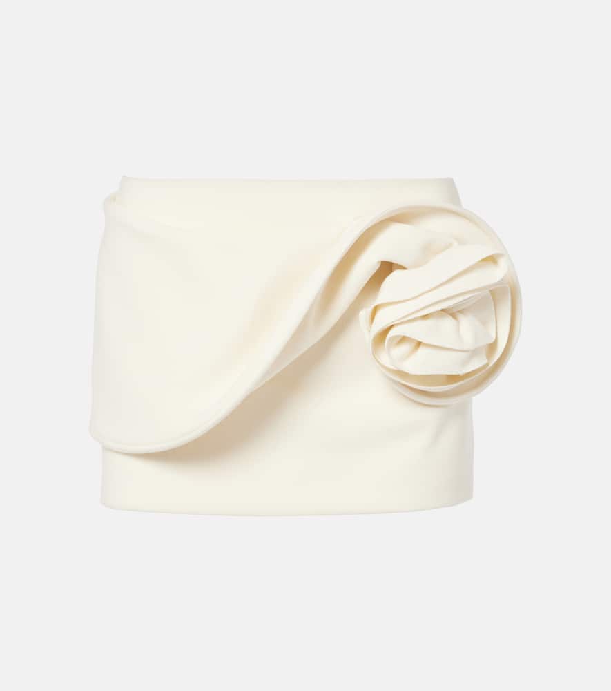 Magda Butrym Low-rise Floral-appliqué Miniskirt In Cream