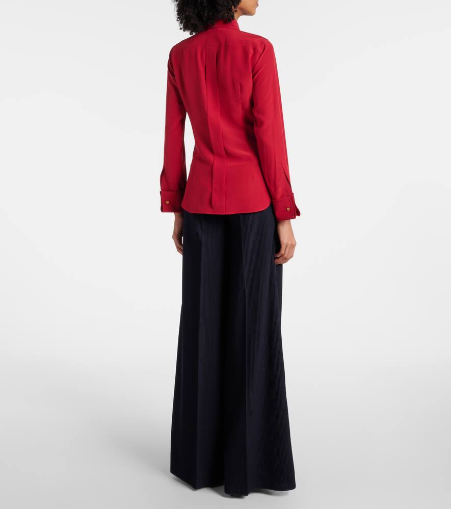 Max Mara Apollo Long-sleeved Silk Shirt In Rot