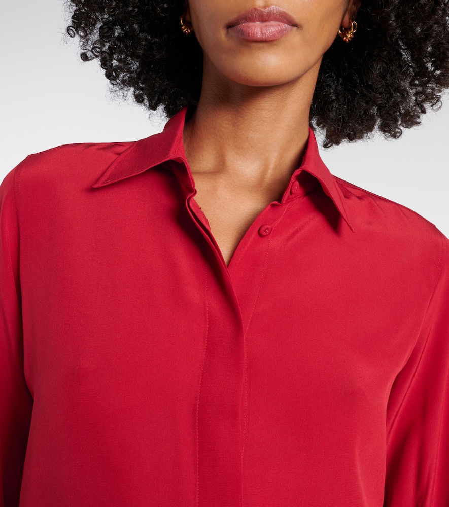 Max Mara Apollo Long-sleeved Silk Shirt In Rot