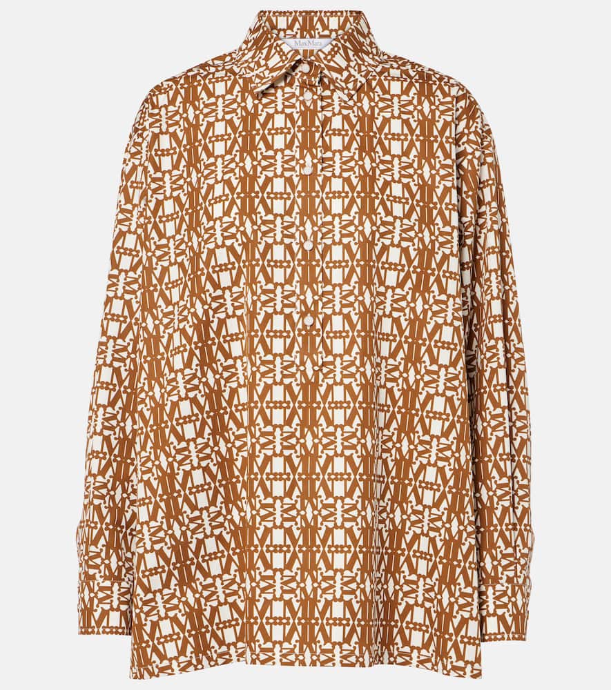 Max Mara Gallura Printed Cotton Shirt In Orange