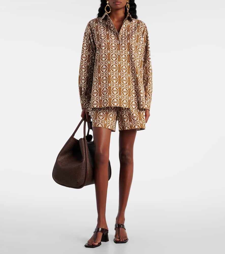 Max Mara Gallura Printed Cotton Shirt In Orange