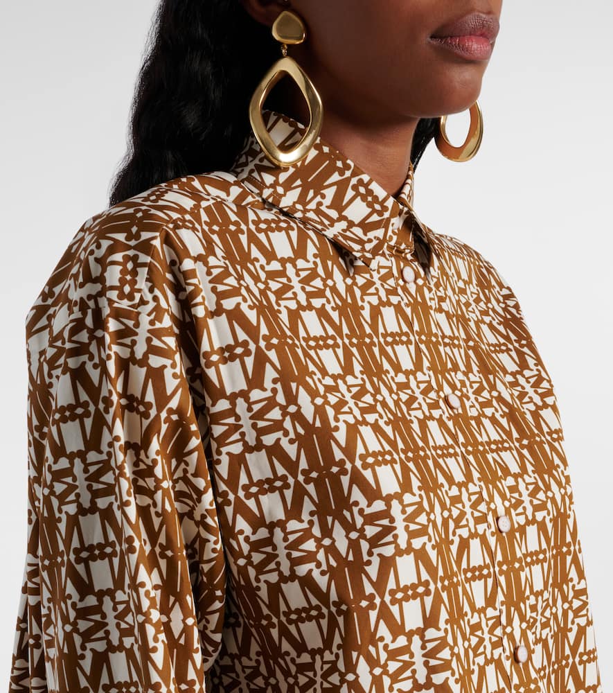 Max Mara Gallura Printed Cotton Shirt In Orange