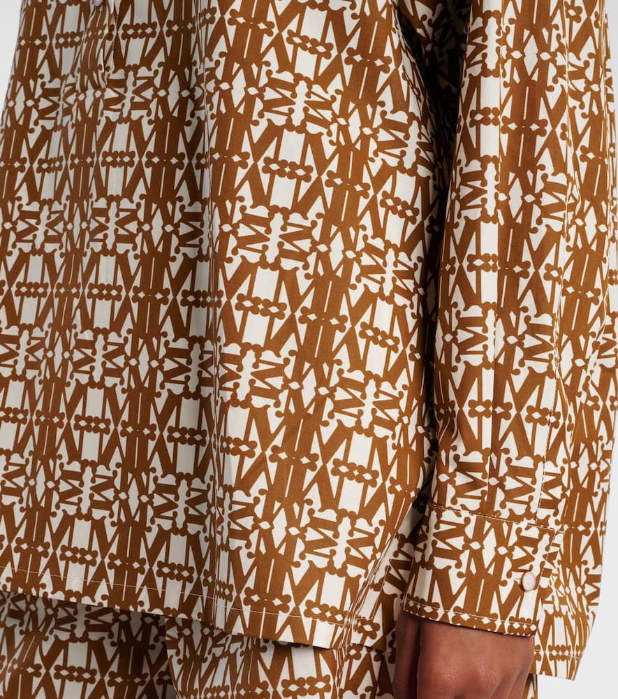Max Mara Gallura Printed Cotton Shirt In Orange