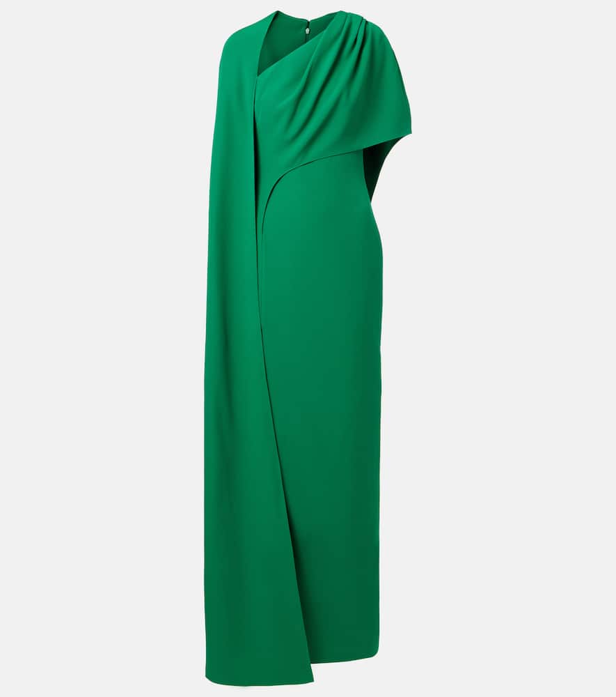 Safiyaa Caped Asymmetric Crepe Gown