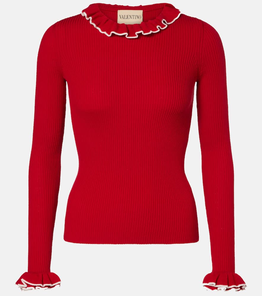 Ruffled virgin wool sweater