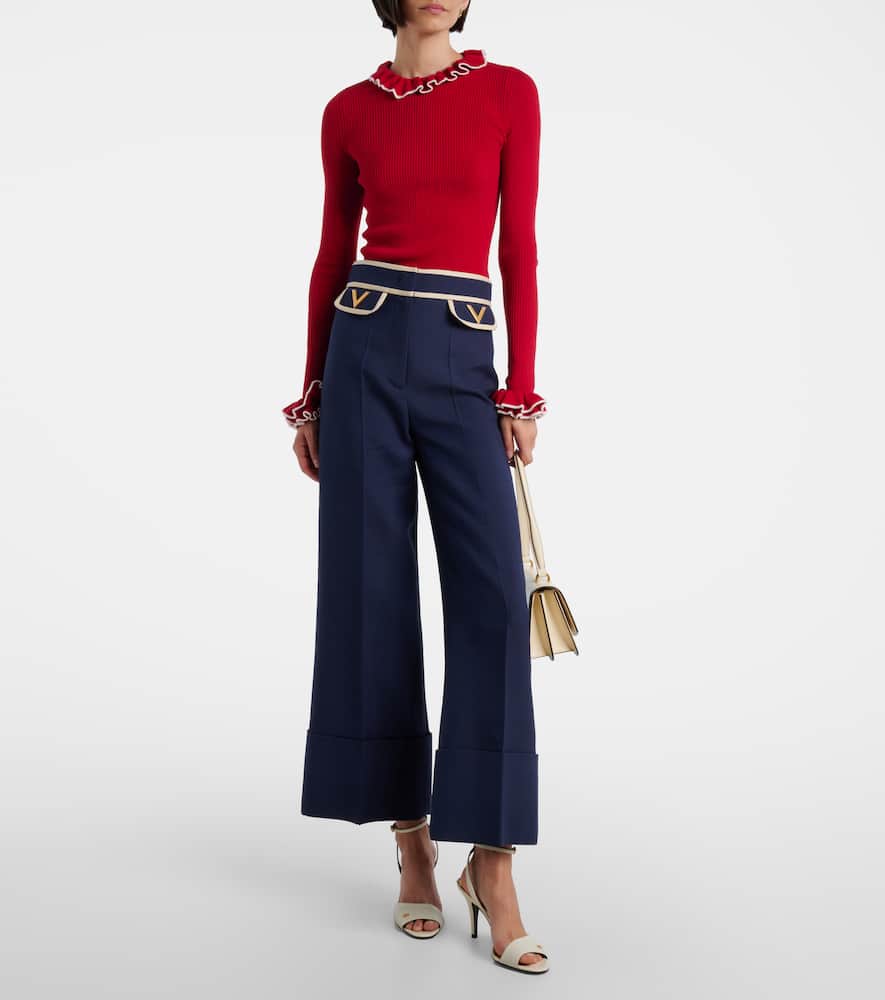 Valentino Ruffled Virgin Wool Sweater In Red