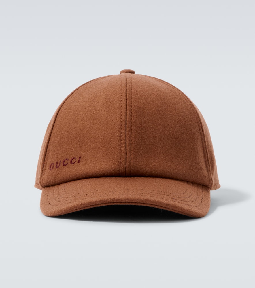 Gucci Logo Wool Baseball Cap In Brown