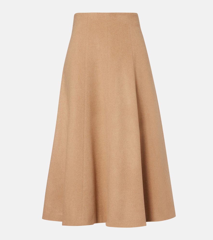 Max Mara Flared Midi Skirt Seam Detailing In Brown