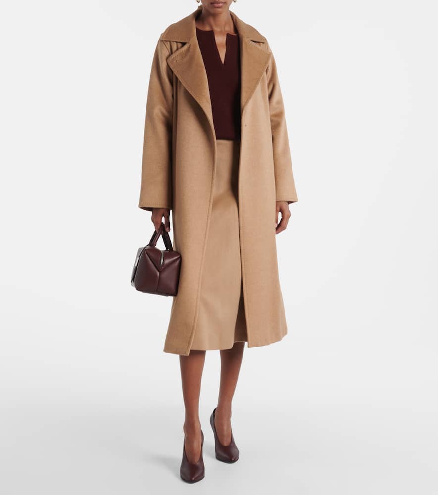 Max Mara Flared Midi Skirt Seam Detailing In Brown