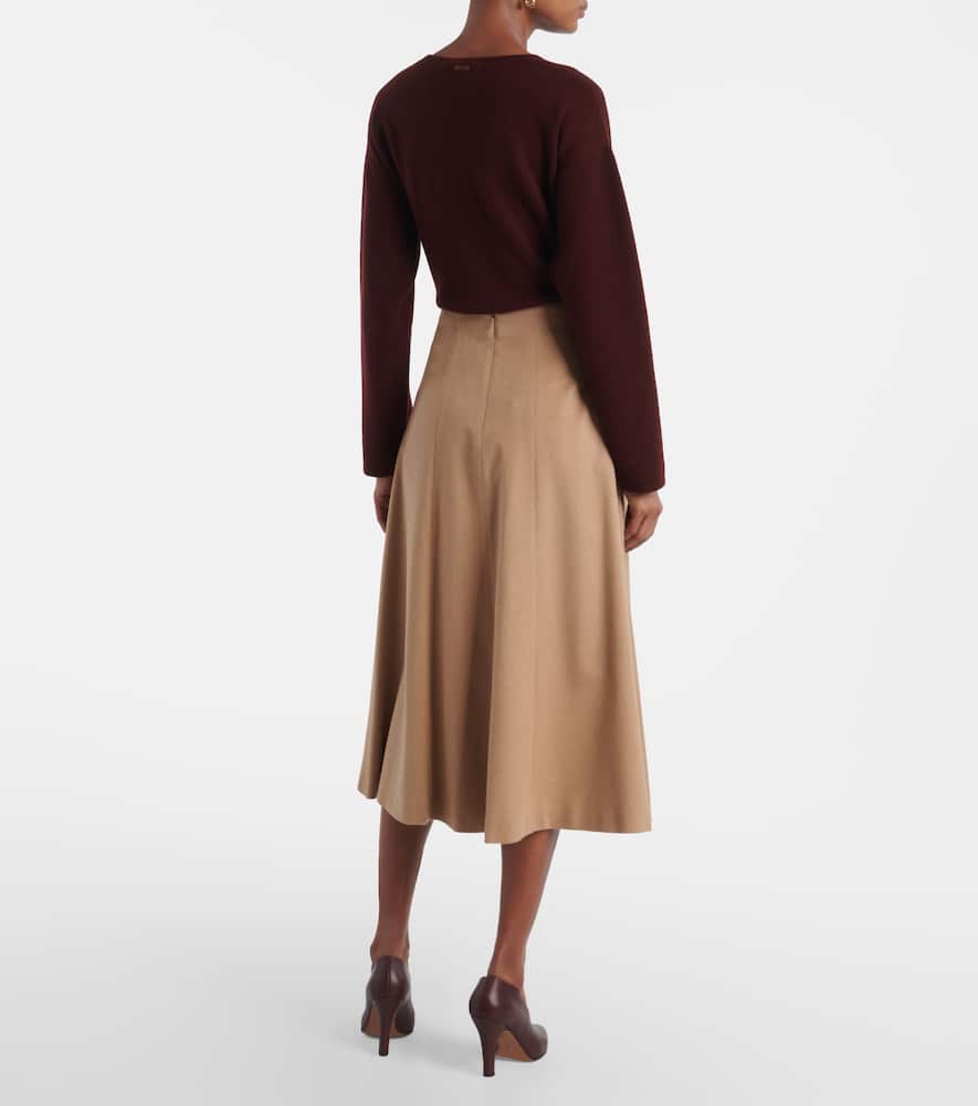 Max Mara Flared Midi Skirt Seam Detailing In Brown